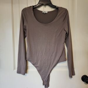 Faded Rose Taupe Long Sleeve Bodysuit Size L